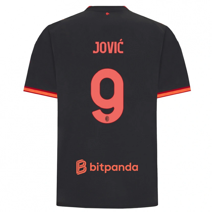 Danxen Kobiety Luka Jovic #9 Czarny Czerwony Trzeci Komplet Koszulka 2026/27 Koszulki Klubowe