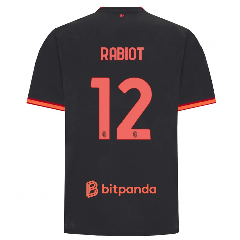 Danxen Kobiety Adrien Rabiot #12 Czarny Czerwony Trzeci Komplet Koszulka 2026/27 Koszulki Klubowe