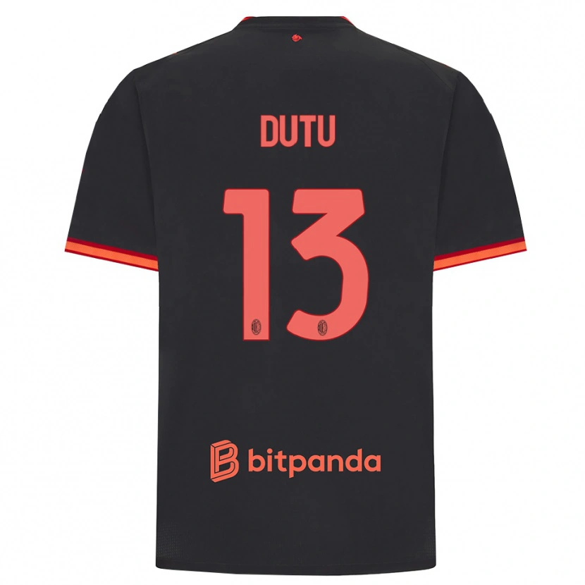 Danxen Kobiety Matteo Dutu #13 Czarny Czerwony Trzeci Komplet Koszulka 2026/27 Koszulki Klubowe