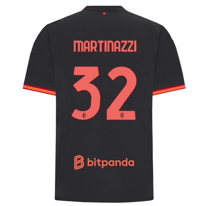 Danxen Kobiety Luca Martinazzi #32 Czarny Czerwony Trzeci Komplet Koszulka 2026/27 Koszulki Klubowe