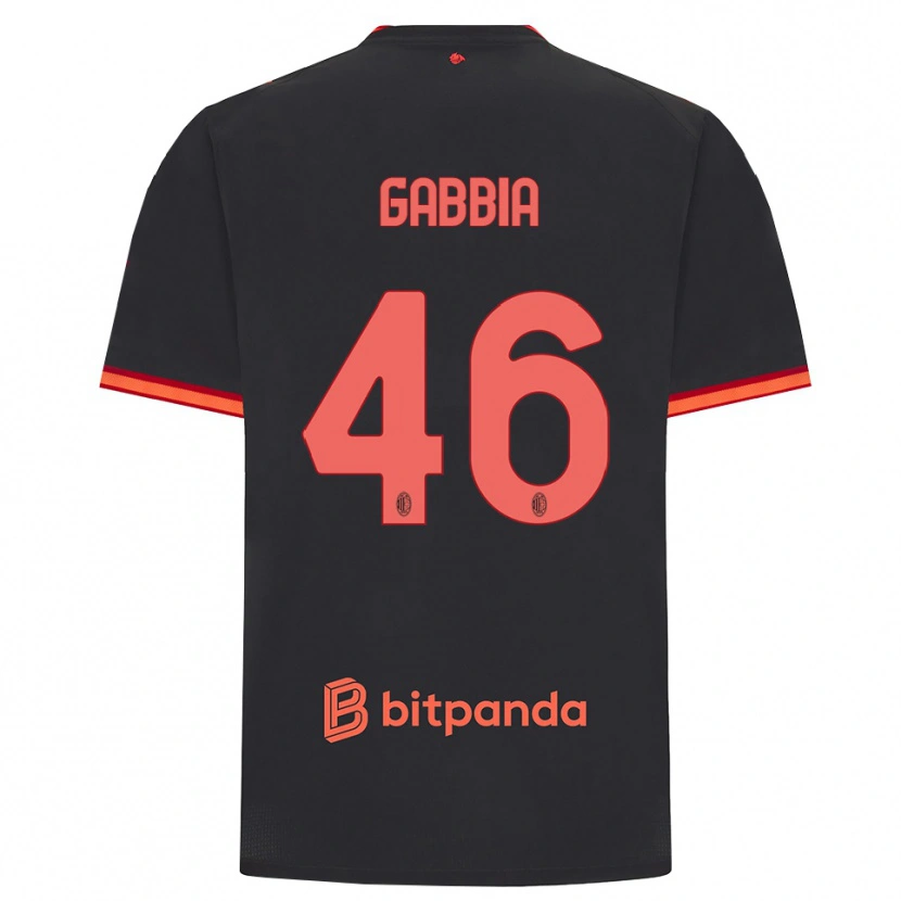 Danxen Kobiety Matteo Gabbia #46 Czarny Czerwony Trzeci Komplet Koszulka 2026/27 Koszulki Klubowe