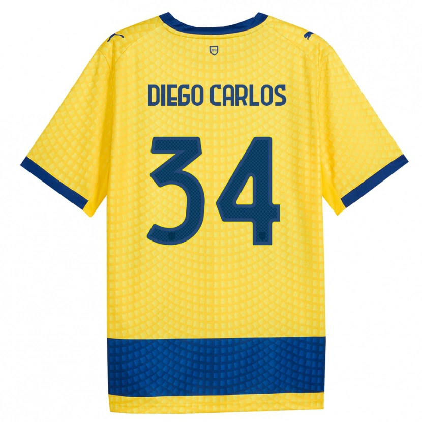 Danxen Kobiety Diego Carlos #34 Żółty Niebieski Czarny Wyjazdowa Koszulka 2026/27 Koszulki Klubowe
