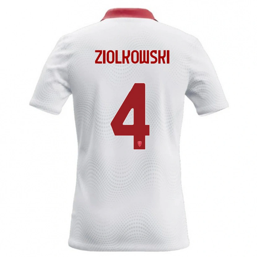 Danxen Dzieci Jan Ziolkowski #4 Biały Czerwony Wyjazdowa Koszulka 2026/27 Koszulki Klubowe