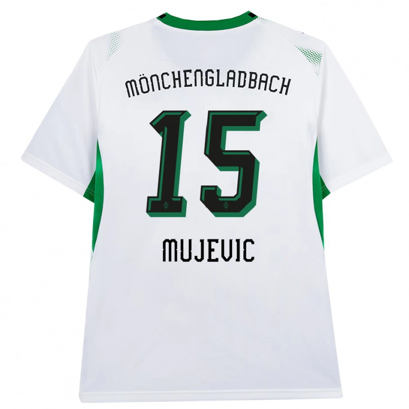 Danxen Dzieci Samin Mujevic #15 Biały Czarny Zielony Domowa Koszulka 2026/27 Koszulki Klubowe