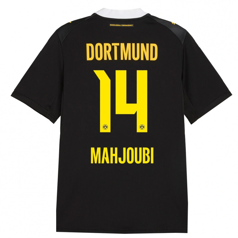 Danxen Dzieci Anas Mahjoubi #14 Czarny Czerwony Żółty Wyjazdowa Koszulka 2026/27 Koszulki Klubowe