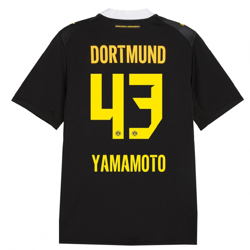 Danxen Dzieci Takato Yamamoto #43 Czarny Czerwony Żółty Wyjazdowa Koszulka 2026/27 Koszulki Klubowe