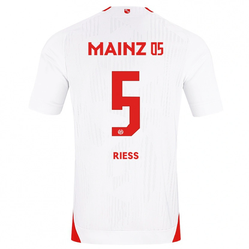 Danxen Dzieci Fabian Rieß #5 Biały Czerwony Żółty Wyjazdowa Koszulka 2026/27 Koszulki Klubowe