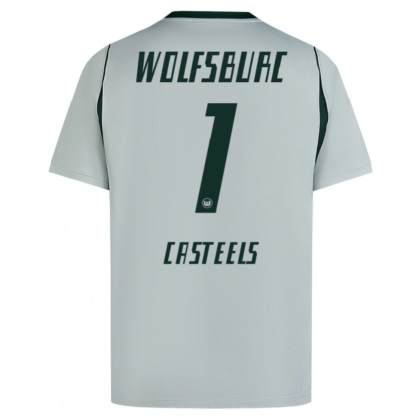 Danxen Dzieci Koen Casteels #1 Szary Zielony Wyjazdowa Koszulka 2026/27 Koszulki Klubowe