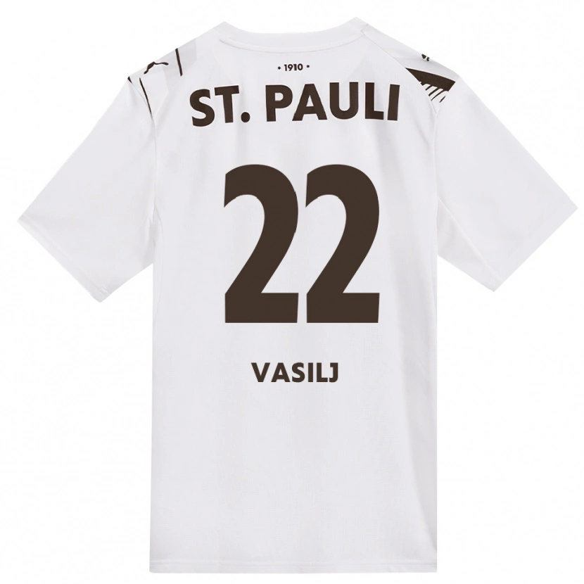 Danxen Dzieci Nikola Vasilj #22 Kawa Biała Czerwona Wyjazdowa Koszulka 2026/27 Koszulki Klubowe