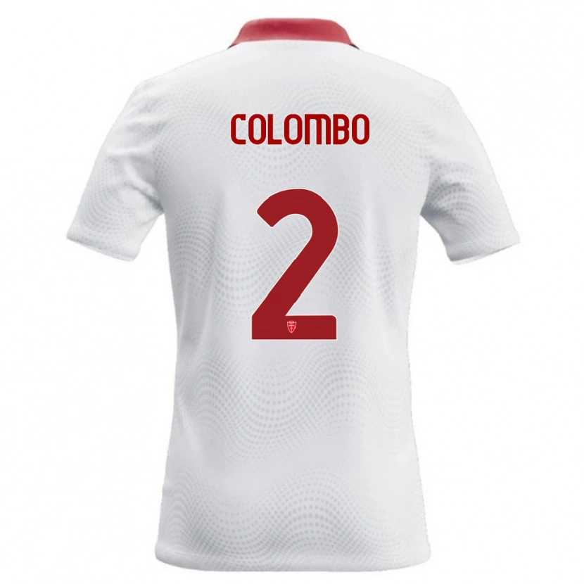 Danxen Dzieci Davide Colombo #2 Biały Czerwony Wyjazdowa Koszulka 2026/27 Koszulki Klubowe