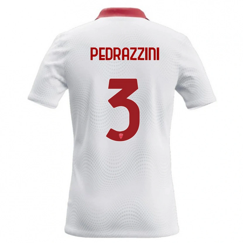 Danxen Dzieci Carlo Pedrazzini #3 Biały Czerwony Wyjazdowa Koszulka 2026/27 Koszulki Klubowe