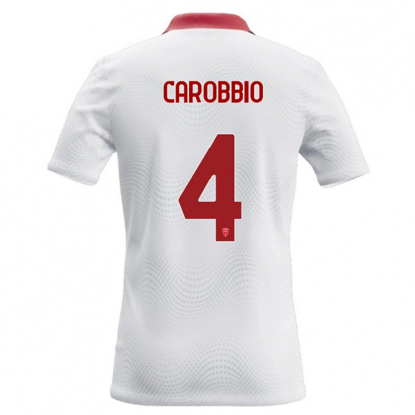 Danxen Dzieci Giacomo Carobbio #4 Biały Czerwony Wyjazdowa Koszulka 2026/27 Koszulki Klubowe