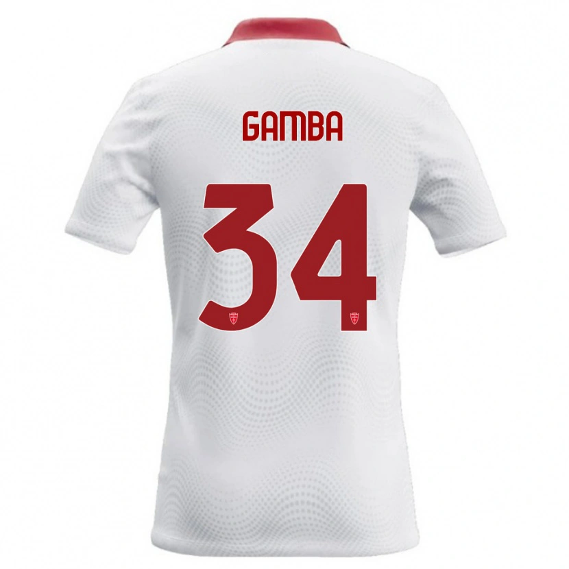 Danxen Dzieci Alberto Gamba #34 Biały Czerwony Wyjazdowa Koszulka 2026/27 Koszulki Klubowe