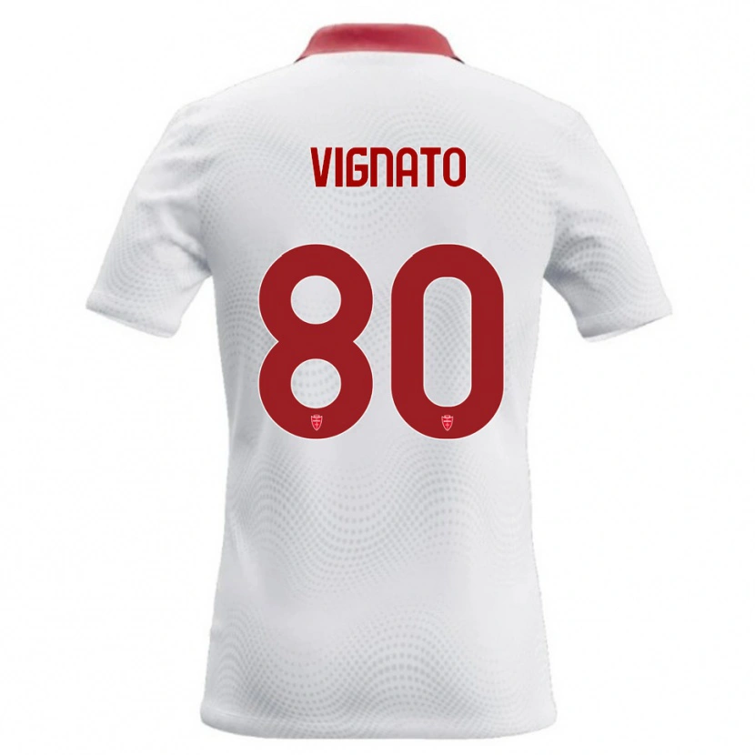 Danxen Dzieci Samuele Vignato #80 Biały Czerwony Wyjazdowa Koszulka 2026/27 Koszulki Klubowe