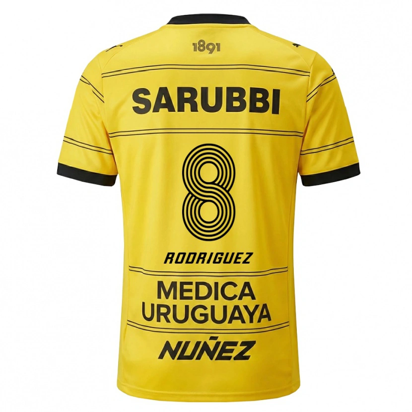 Danxen Dzieci Sebastián Rodríguez #8 Żółty Czarny Wyjazdowa Koszulka 2026/27 Koszulki Klubowe