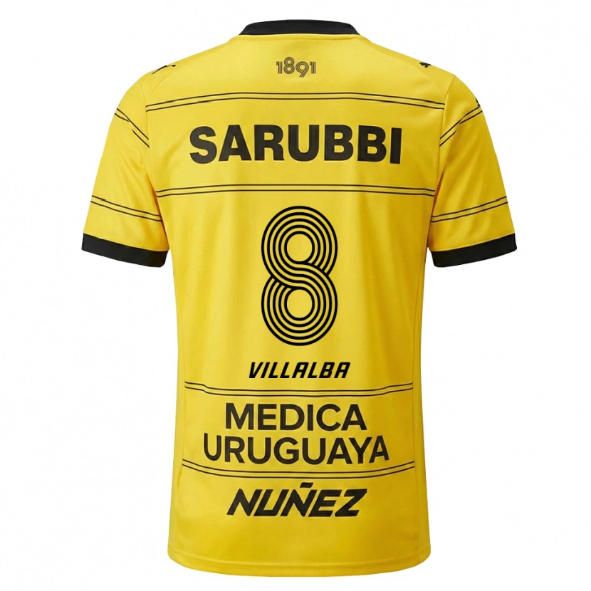Danxen Dzieci Héctor Villalba #8 Żółty Czarny Wyjazdowa Koszulka 2026/27 Koszulki Klubowe