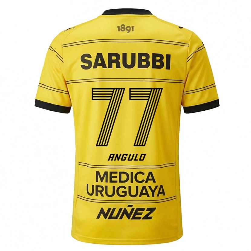 Danxen Dzieci Luis Angulo #77 Żółty Czarny Wyjazdowa Koszulka 2026/27 Koszulki Klubowe