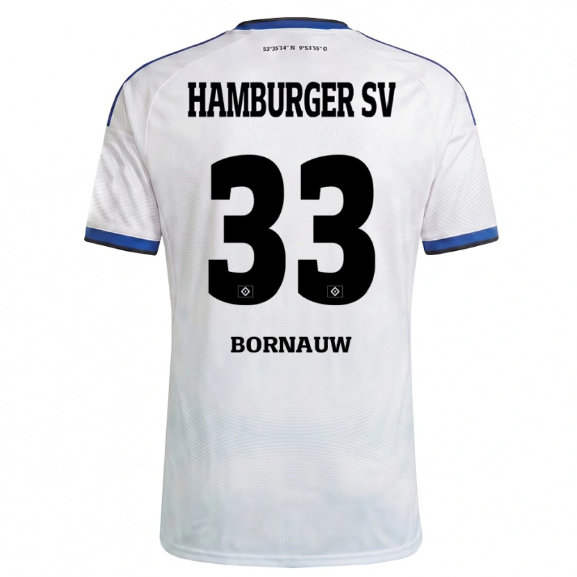 Danxen Męski Sebastiaan Bornauw #33 Biały Czarny Niebieski Domowa Koszulka 2026/27 Koszulki Klubowe