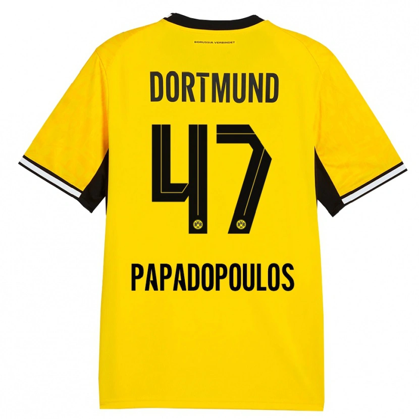 Danxen Męski Antonios Papadopoulos #47 Żółty Czarny Biały Domowa Koszulka 2026/27 Koszulki Klubowe