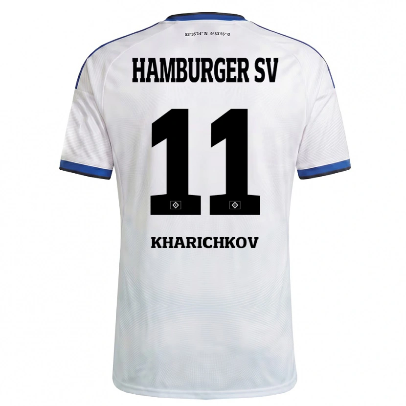 Danxen Męski Valentyn Kharichkov #11 Biały Czarny Niebieski Domowa Koszulka 2026/27 Koszulki Klubowe