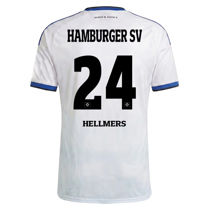 Danxen Męski Maximilian Hellmers #24 Biały Czarny Niebieski Domowa Koszulka 2026/27 Koszulki Klubowe