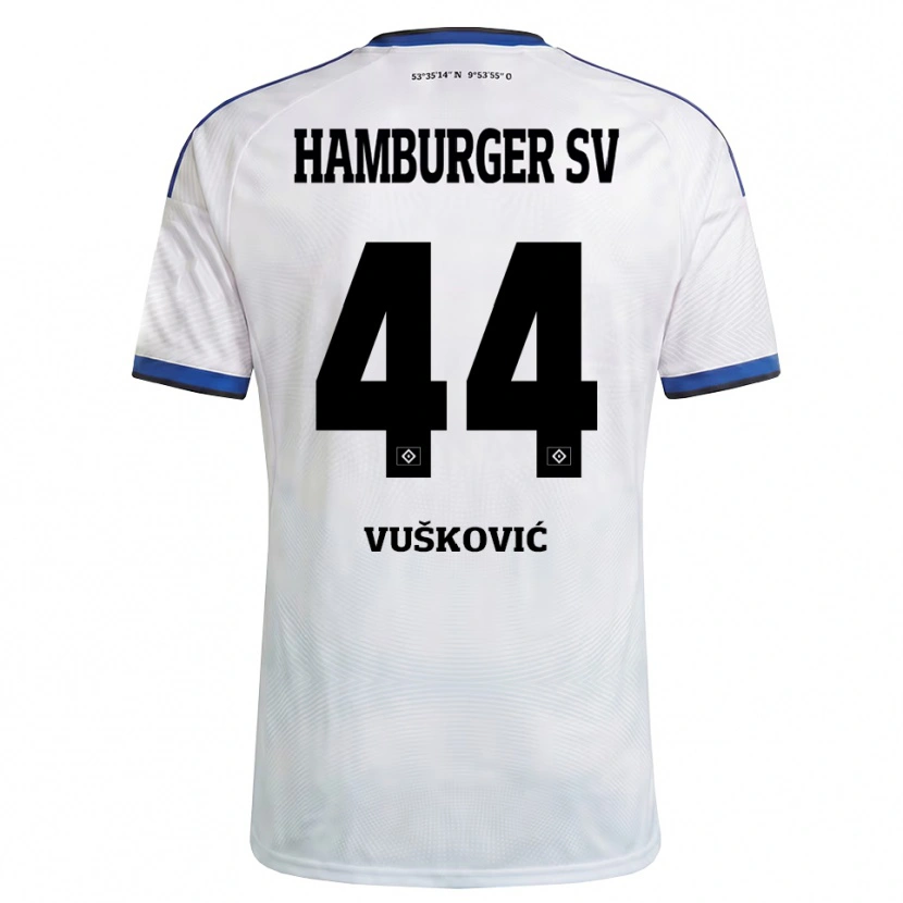 Danxen Męski Mario Vuskovic #44 Biały Czarny Niebieski Domowa Koszulka 2026/27 Koszulki Klubowe