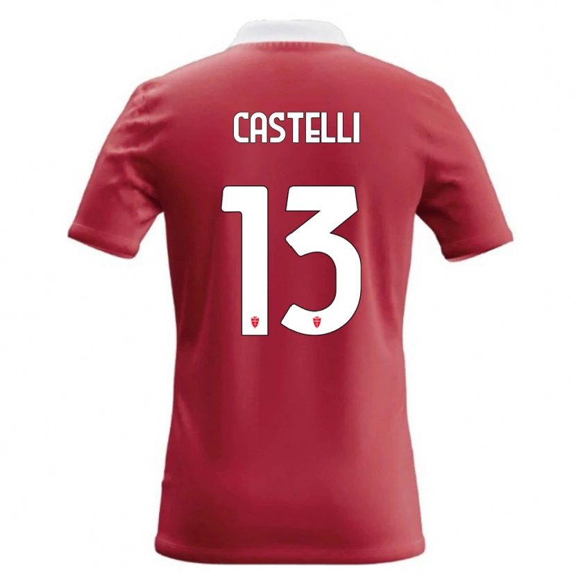 Danxen Męski Davide Castelli #13 Czerwony Biały Domowa Koszulka 2026/27 Koszulki Klubowe