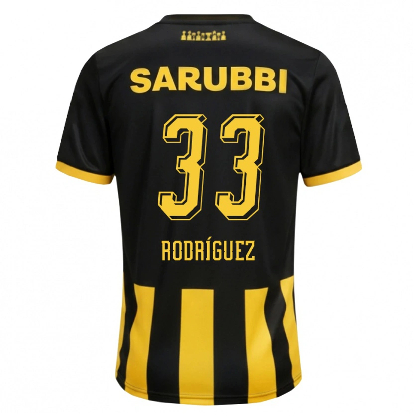 Danxen Męski Jonathan Rodríguez #33 Czarny Żółty Domowa Koszulka 2026/27 Koszulki Klubowe