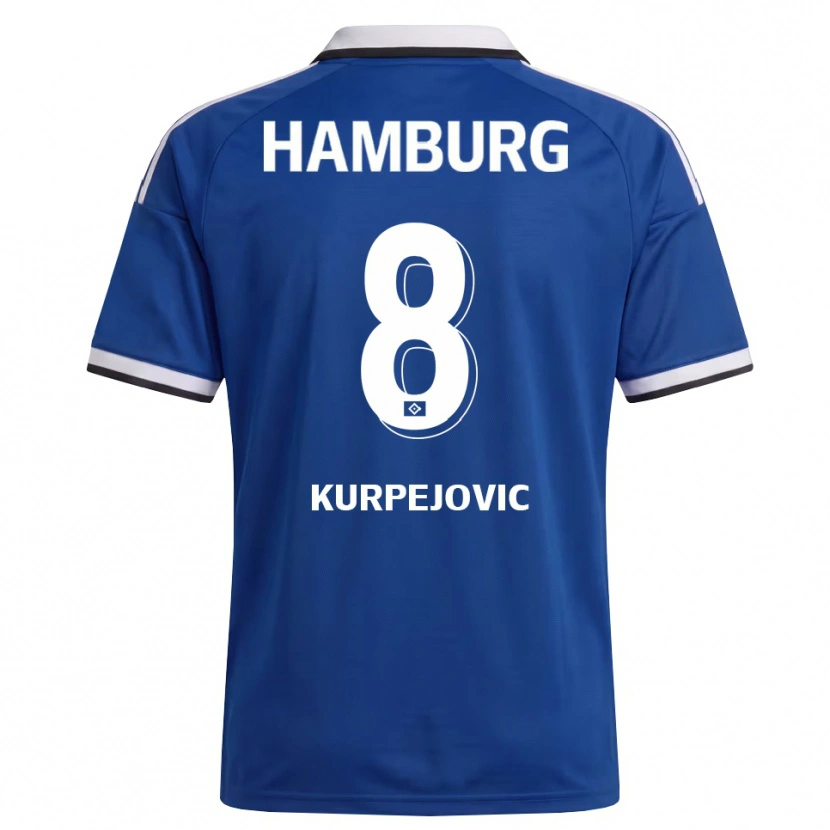 Danxen Męski Emin Kurpejovic #8 Biały Niebieski Wyjazdowa Koszulka 2026/27 Koszulki Klubowe