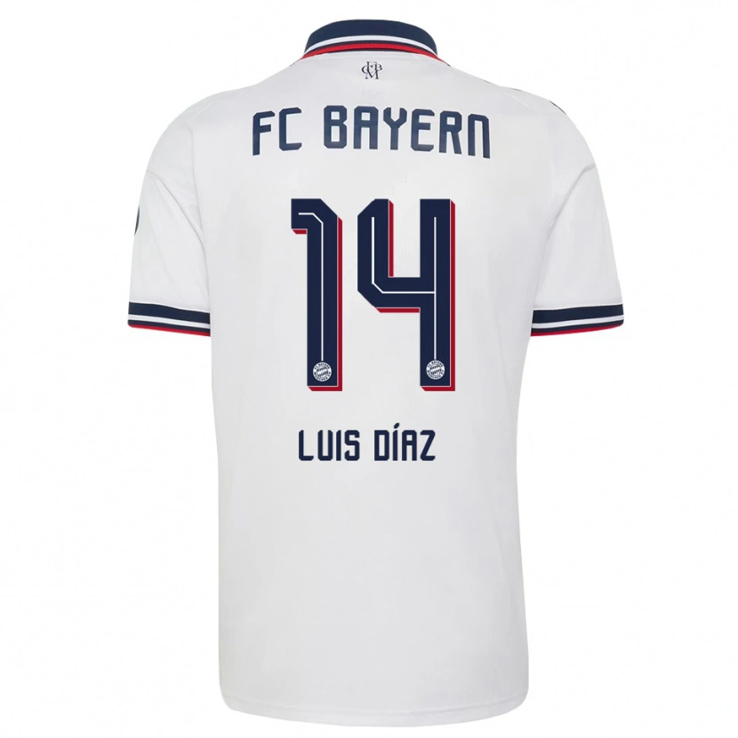 Danxen Męski Luis Díaz #14 Biały Szary Czerwony Wyjazdowa Koszulka 2026/27 Koszulki Klubowe