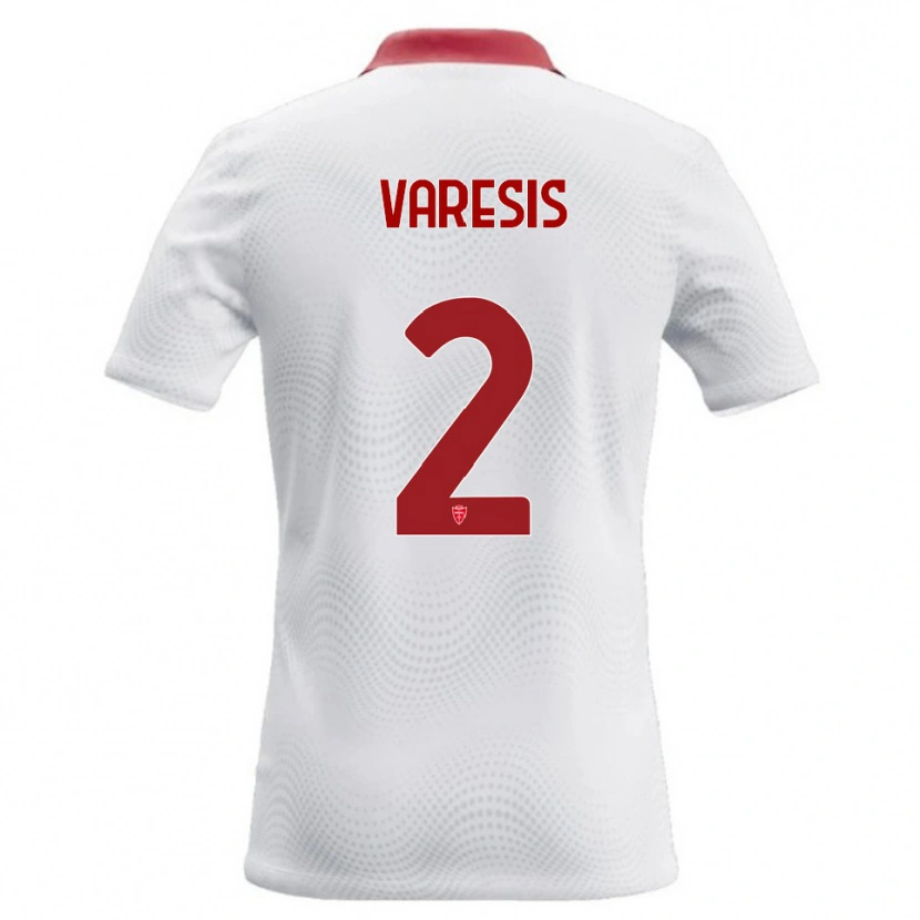 Danxen Męski Konstantinos Varesis #2 Biały Czerwony Wyjazdowa Koszulka 2026/27 Koszulki Klubowe
