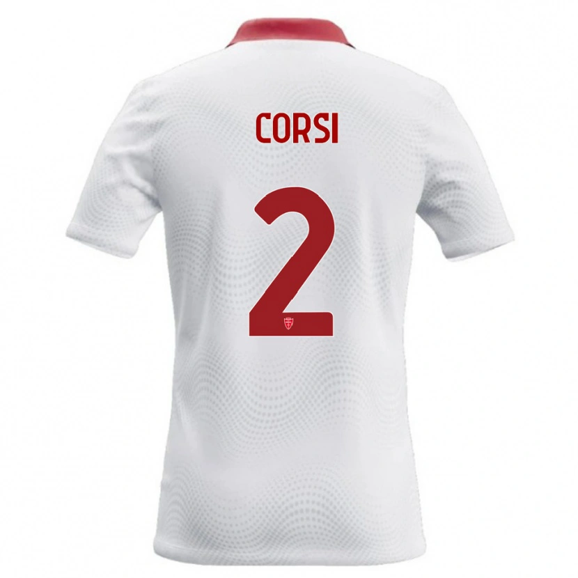 Danxen Męski Giovanni Corsi #2 Biały Czerwony Wyjazdowa Koszulka 2026/27 Koszulki Klubowe
