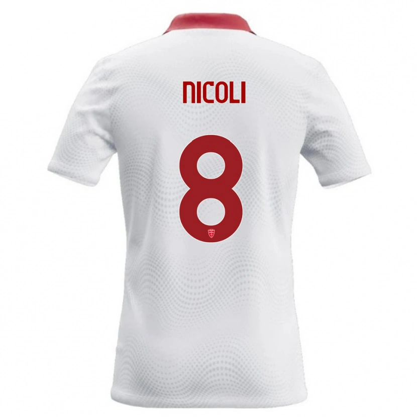 Danxen Męski Andrea Nicoli #8 Biały Czerwony Wyjazdowa Koszulka 2026/27 Koszulki Klubowe