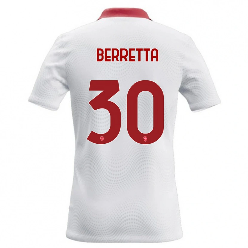 Danxen Męski Alessandro Berretta #30 Biały Czerwony Wyjazdowa Koszulka 2026/27 Koszulki Klubowe