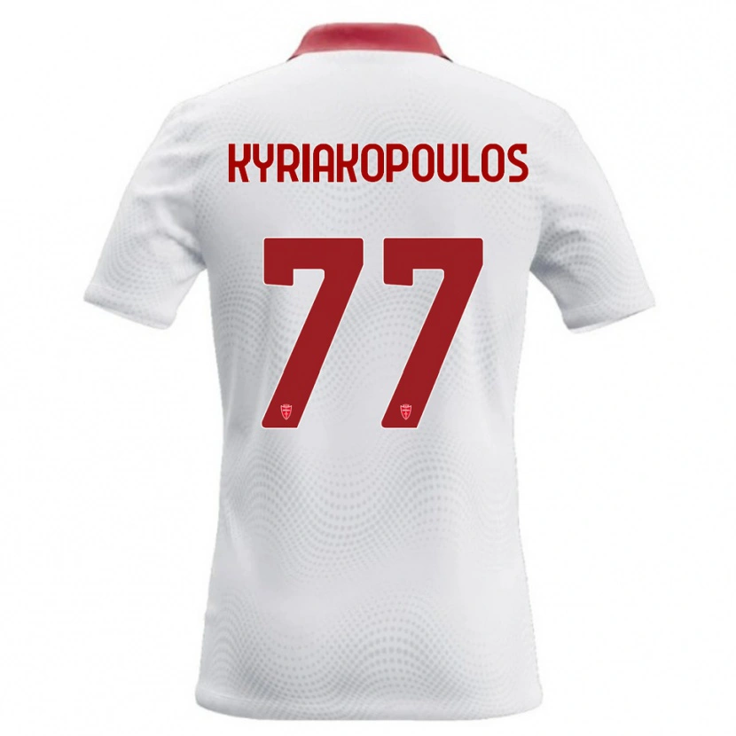 Danxen Męski Georgios Kyriakopoulos #77 Biały Czerwony Wyjazdowa Koszulka 2026/27 Koszulki Klubowe