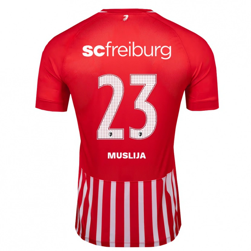 Danxen Kobiety Florent Muslija #23 Czerwony Biały Czarny Domowa Koszulka 2026/27 Koszulki Klubowe