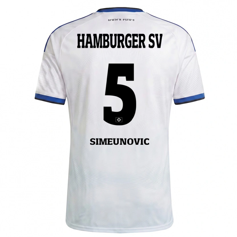 Danxen Kobiety Denis Simeunovic #5 Biały Czarny Niebieski Domowa Koszulka 2026/27 Koszulki Klubowe