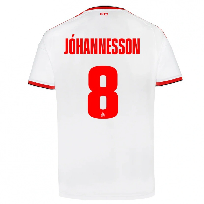 Danxen Kobiety Ísak Jóhannesson #8 Biały Czerwony Czarny Domowa Koszulka 2026/27 Koszulki Klubowe