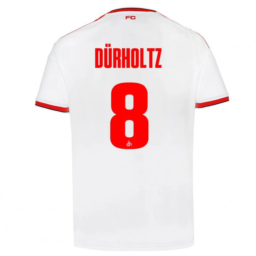 Danxen Kobiety Luca Dürholtz #8 Biały Czerwony Czarny Domowa Koszulka 2026/27 Koszulki Klubowe