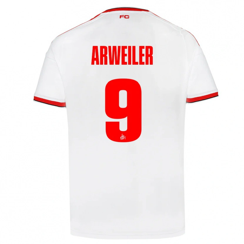 Danxen Kobiety Jonas Arweiler #9 Biały Czerwony Czarny Domowa Koszulka 2026/27 Koszulki Klubowe