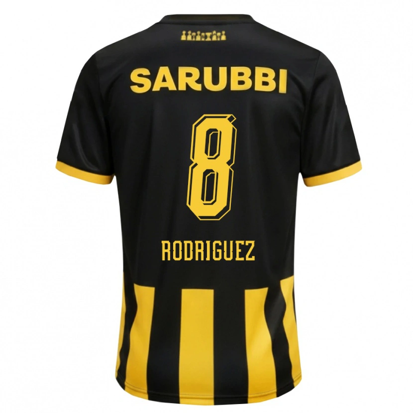 Danxen Kobiety Sebastián Rodríguez #8 Czarny Żółty Domowa Koszulka 2026/27 Koszulki Klubowe