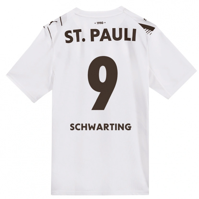 Danxen Kobiety Dominik Schwarting #9 Kawa Biała Czerwona Wyjazdowa Koszulka 2026/27 Koszulki Klubowe