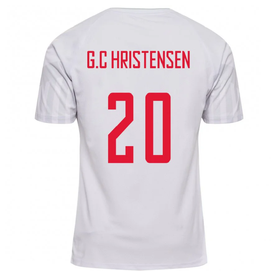 Danxen Męski Danii Gustav Christensen #20 Biały Wyjazdowa Koszulka 22-24 Koszulki Klubowe