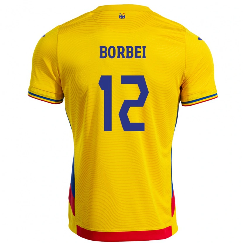 Danxen Dzieci Rumunia Alexandru Borbei #12 Żółty Domowa Koszulka 24-26 Koszulki Klubowe