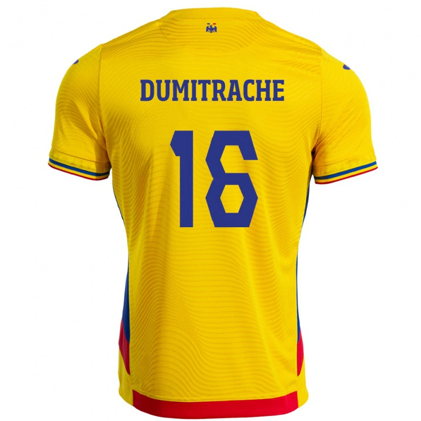 Danxen Dzieci Rumunia Valentin Dumitrache #16 Żółty Domowa Koszulka 24-26 Koszulki Klubowe