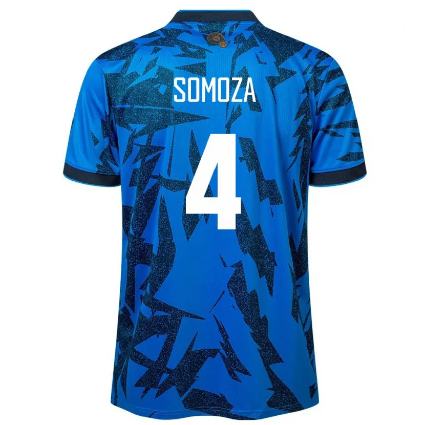 Danxen Dzieci Salwador Néstor Somoza #4 Niebieski Domowa Koszulka 24-26 Koszulki Klubowe