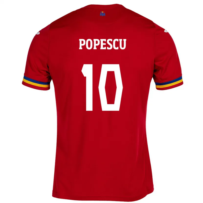 Danxen Dzieci Rumunia Octavian Popescu #10 Czerwony Wyjazdowa Koszulka 24-26 Koszulki Klubowe