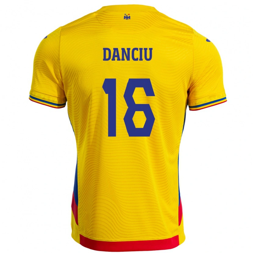 Danxen Męski Rumunia Marian Danciu #16 Żółty Domowa Koszulka 24-26 Koszulki Klubowe