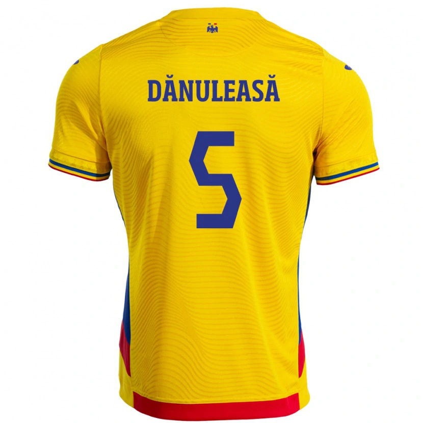 Danxen Męski Rumunia Gabriel Dănuleasă #5 Żółty Domowa Koszulka 24-26 Koszulki Klubowe