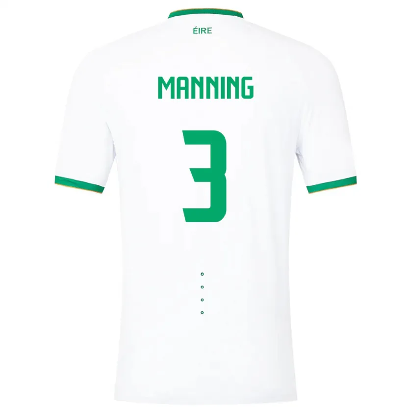Danxen Męski Irlandia Ryan Manning #3 Biały Wyjazdowa Koszulka 24-26 Koszulki Klubowe